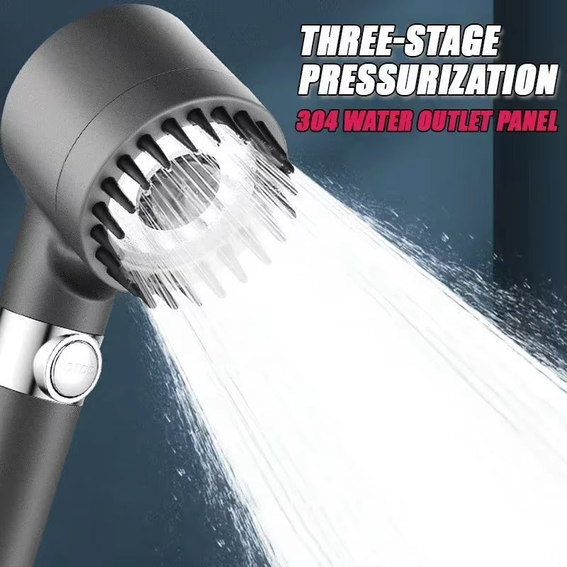 3-Mode Shower Head with High-Pressure Spray & Filter